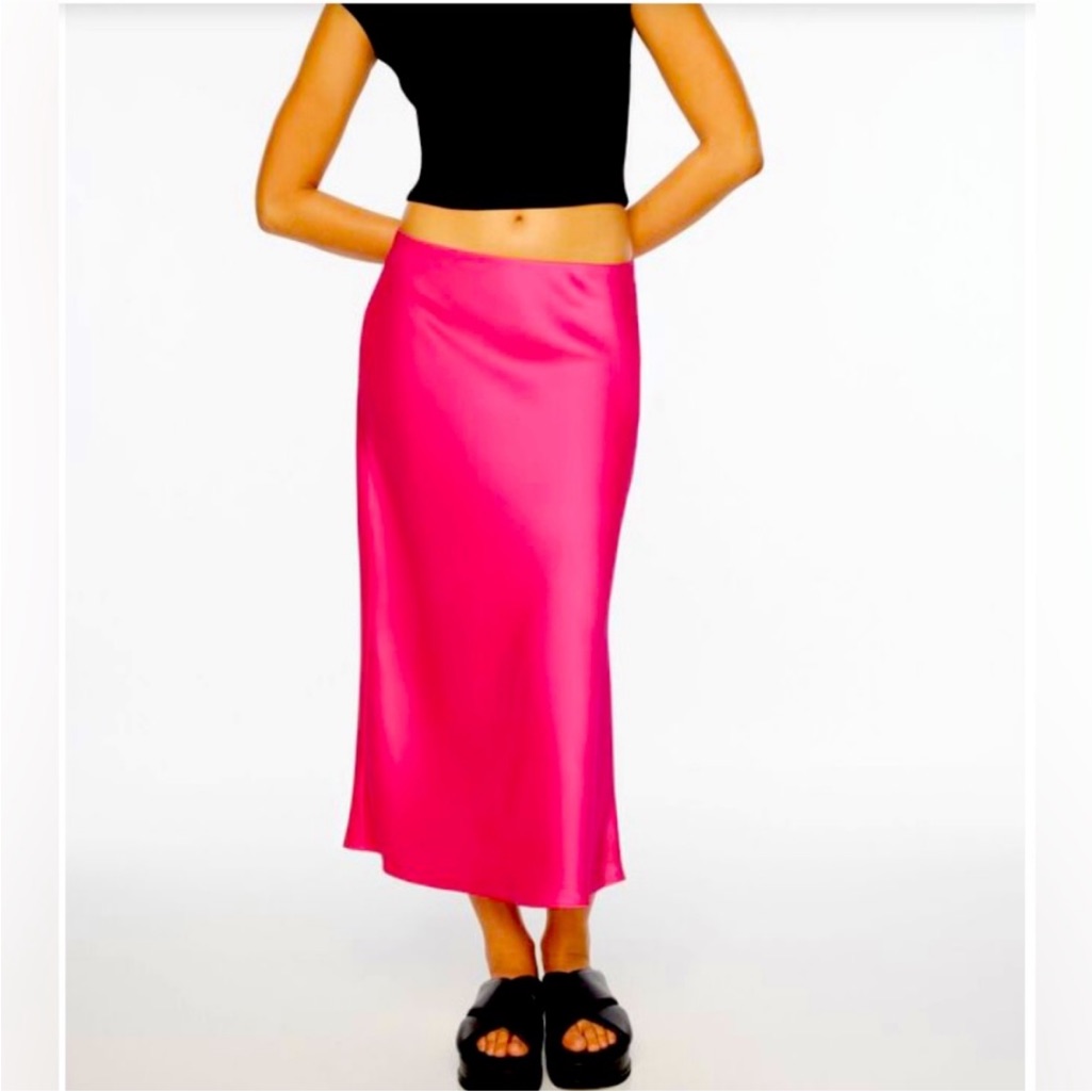 Satin Feel Midi Skirt